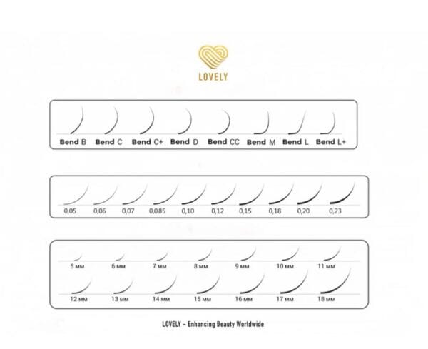 LOVELY Eyelashes black Silicone - 20 lines Mix